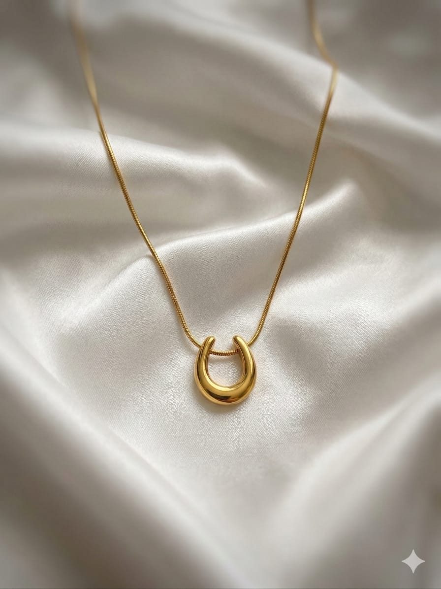 Auraa Gold Lucky Horseshoe Charm Necklace