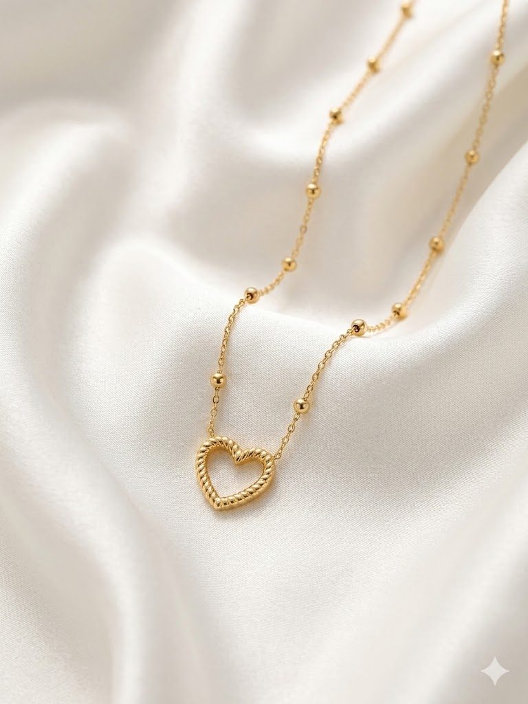 Auraa Twisted Open Heart Bead Neckchain