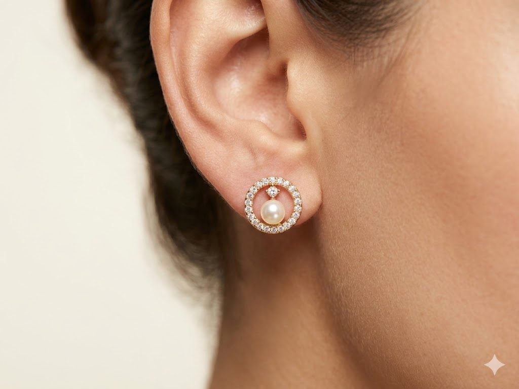 Daily Wear Pearl Halo Stud Earrings